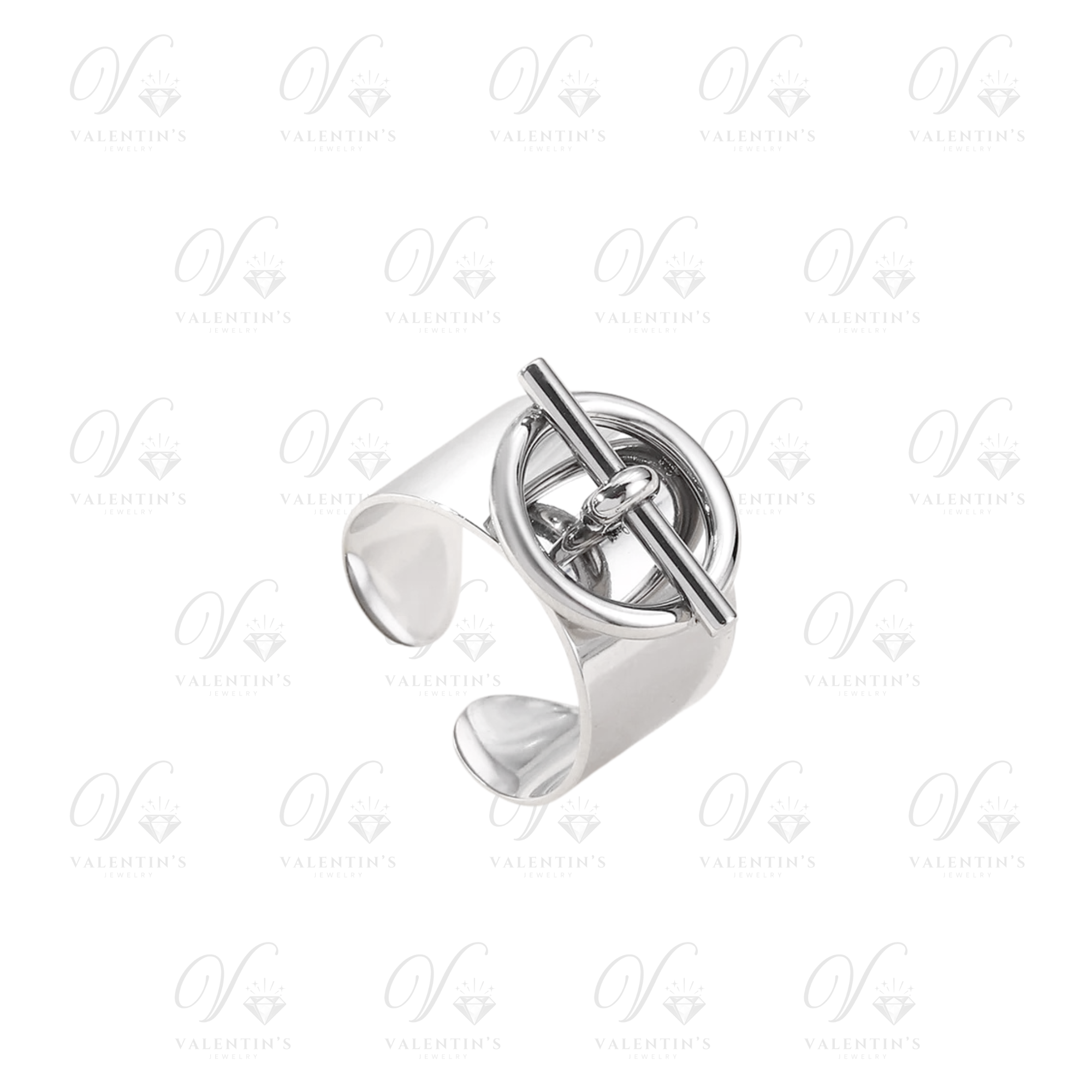 Bague Argenté Cercle Barre Tendance