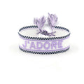 Bracelet tissé brodé Violet "J'ADORE"