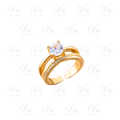 Bague Doré Diamant Double Anneau