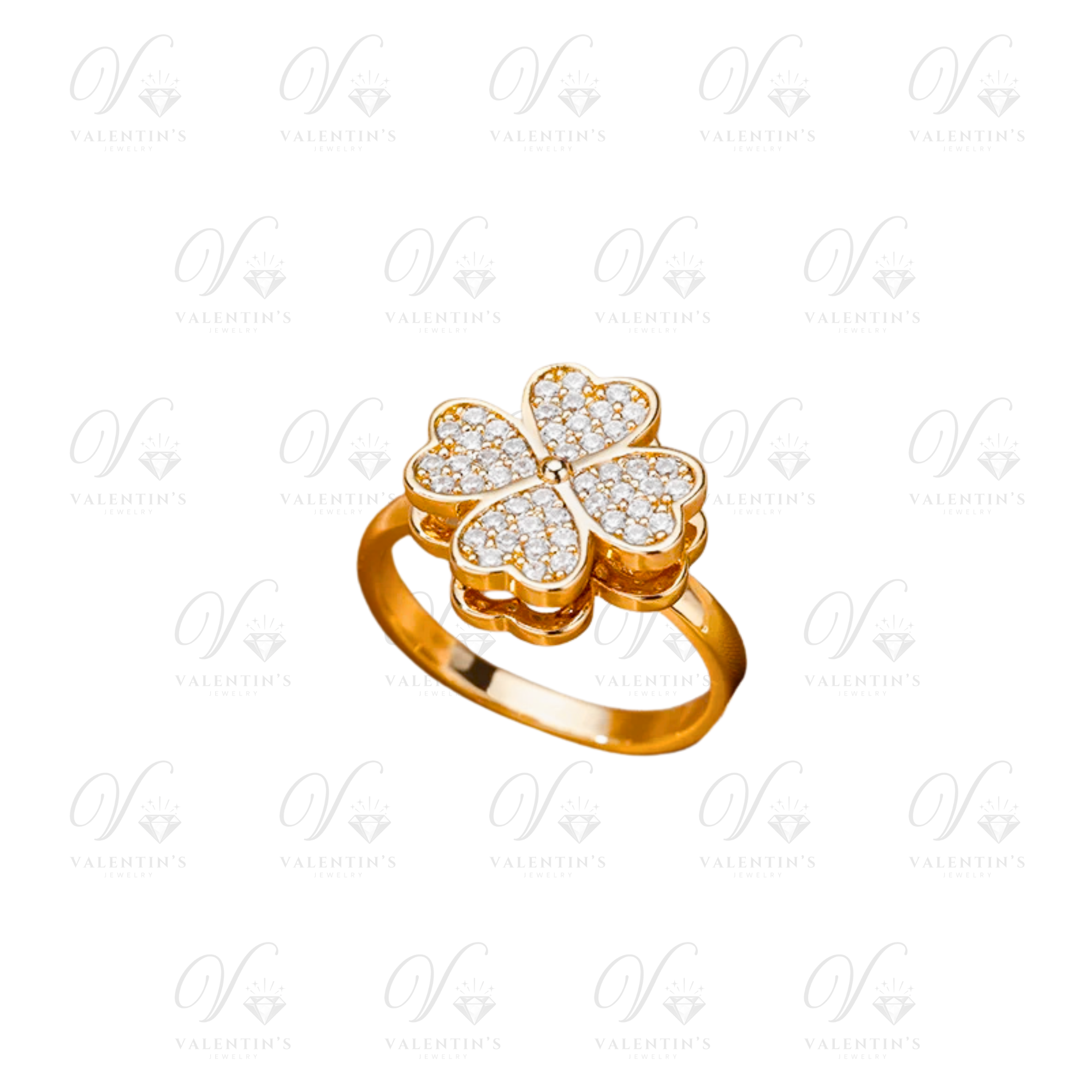 Bague Doré Trèfle Diamant