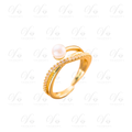 Bague Doré Perle Diamant