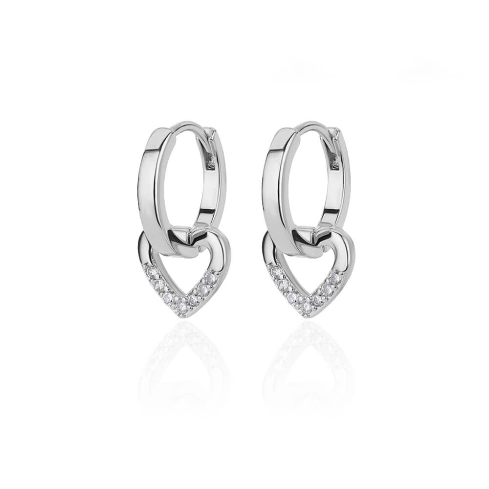Boucles d'oreilles Argent Coeur Diamants