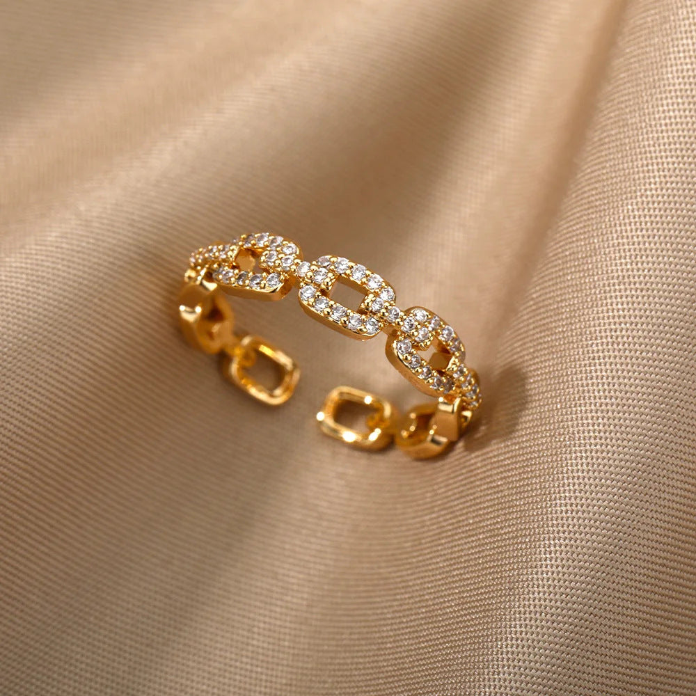 Bague Doré Anneaux Diamants