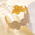 Bracelet Manchette Doré Fleur Blanc