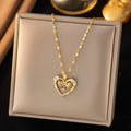 Collier Doré Coeur Diamants