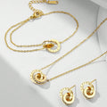 Parure Doré (Bracelet, Collier, Boucles d'oreilles) à motif Chiffres Romains