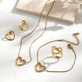 Parure Doré (Collier, Bracelet, Bague, Boucles d'oreilles) à motif Coeur