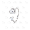 Bague Réglable Argenté Coeur Diamant