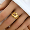Bague Réglable Doré Tressé épais