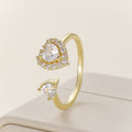 Bague Réglable Doré Coeur Diamant