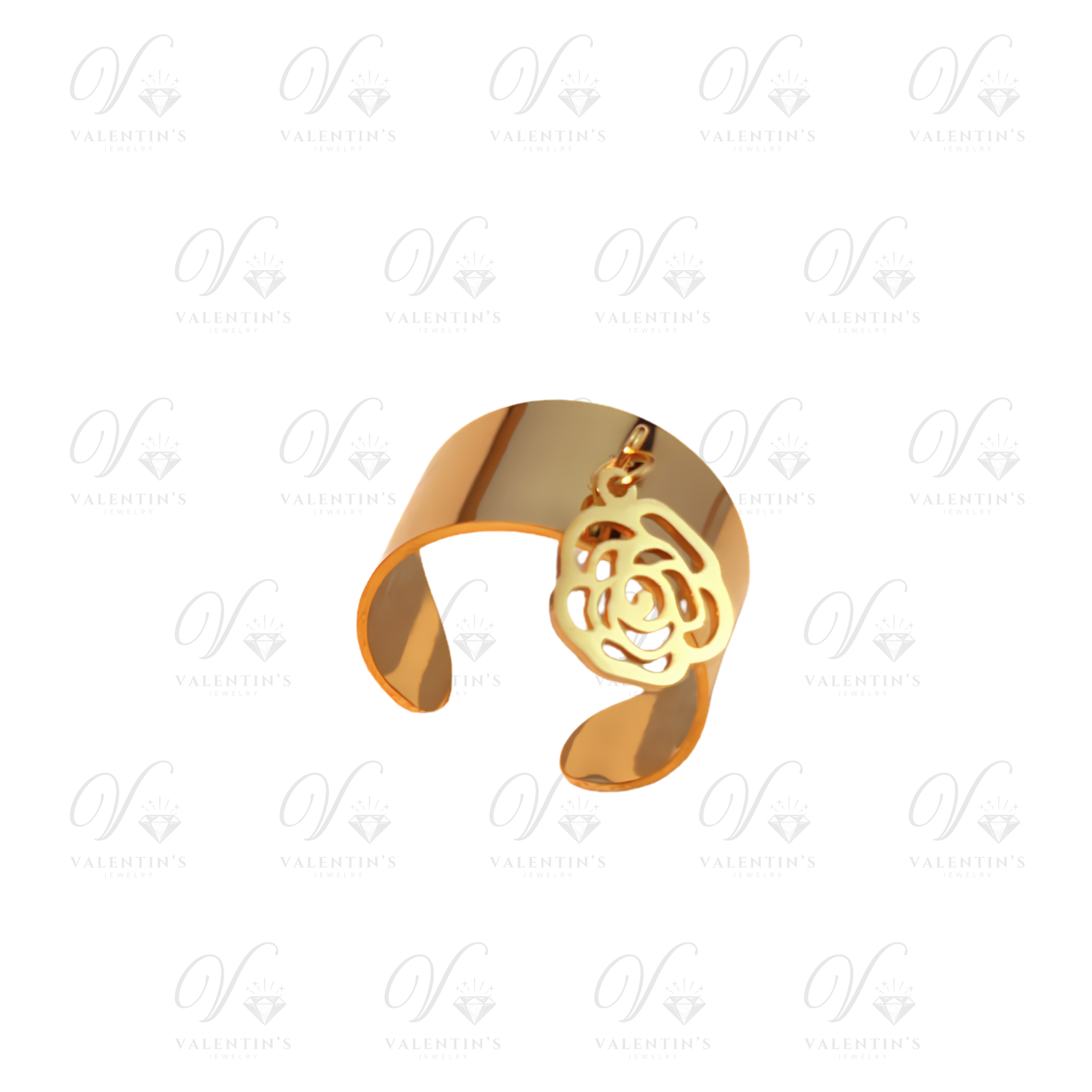 Bague Breloque Réglable Doré Fleur