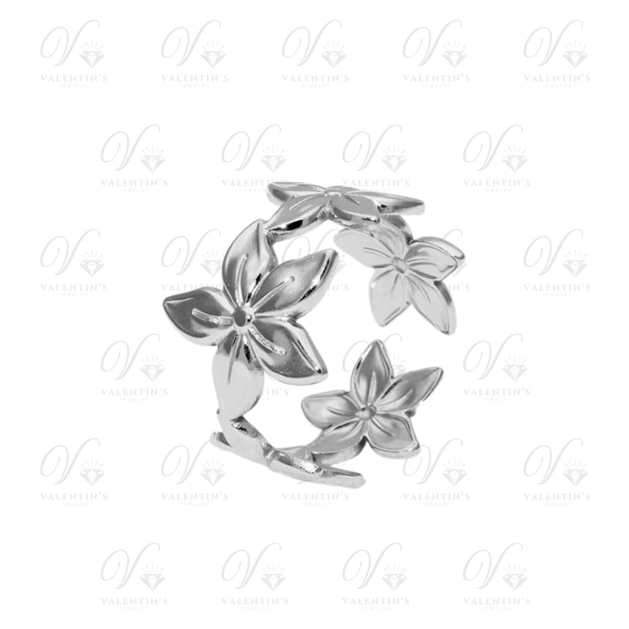 Bague Réglable Argenté Fleur