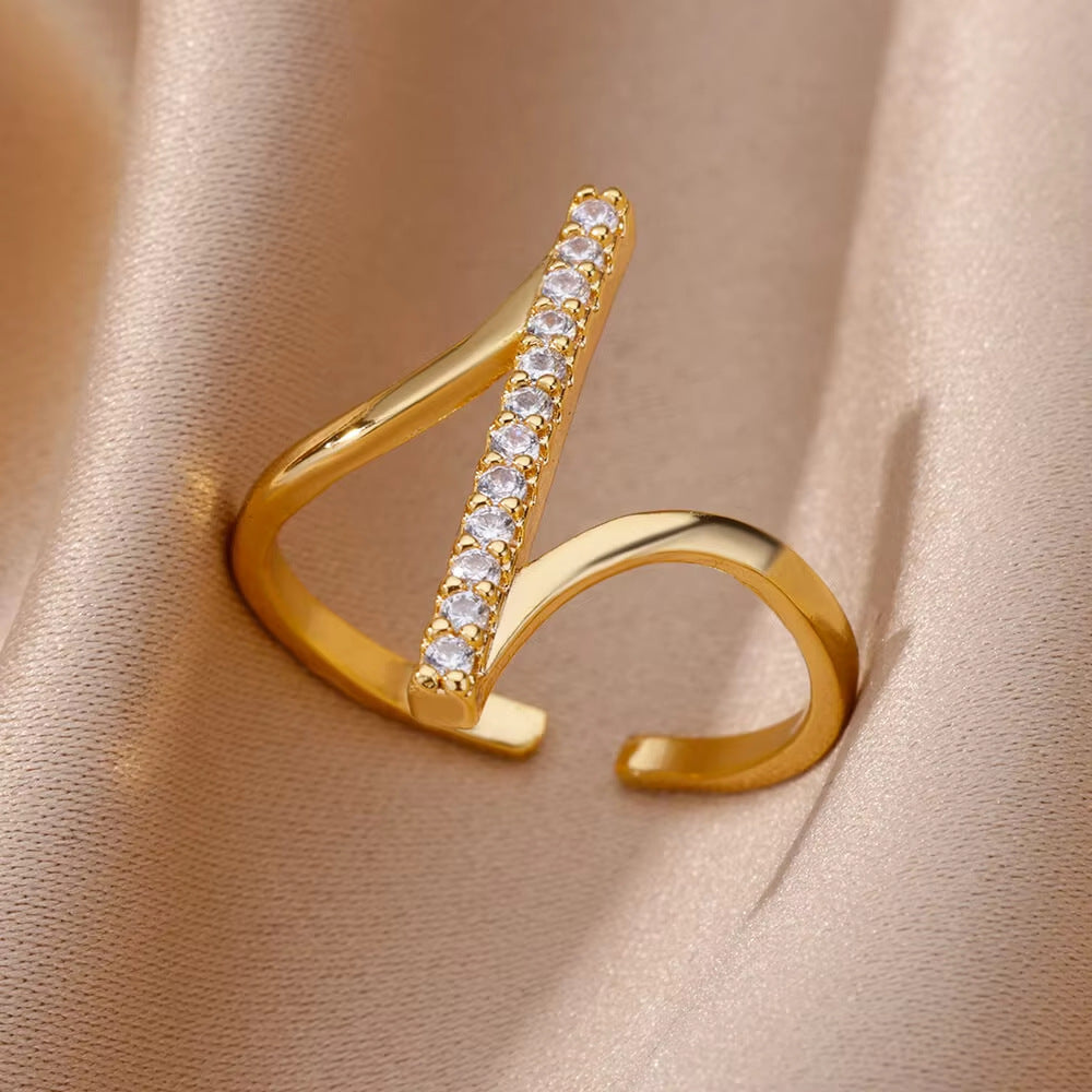 Bague Doré barre Diamant