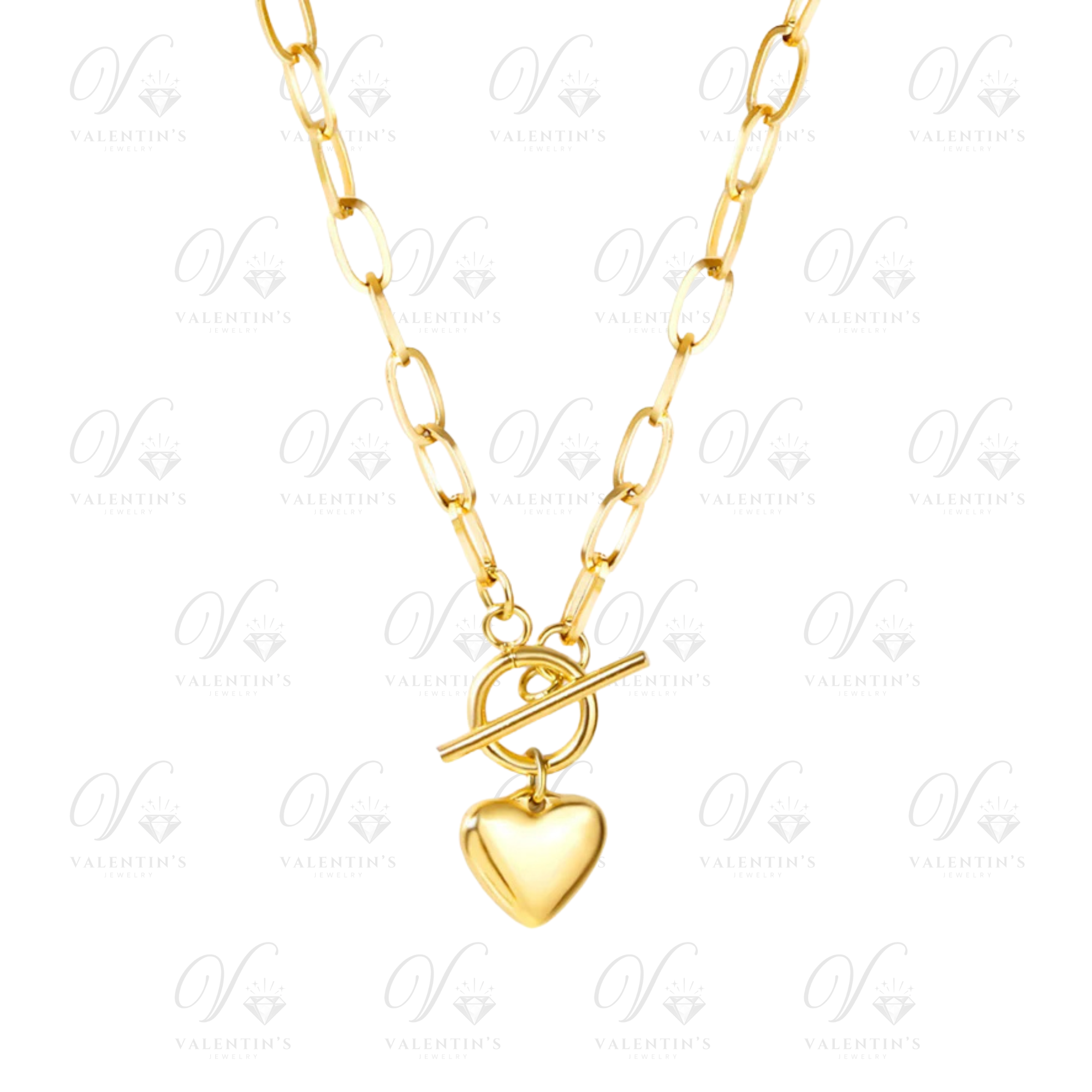 Collier Doré Coeur (Fermoir à bascule)