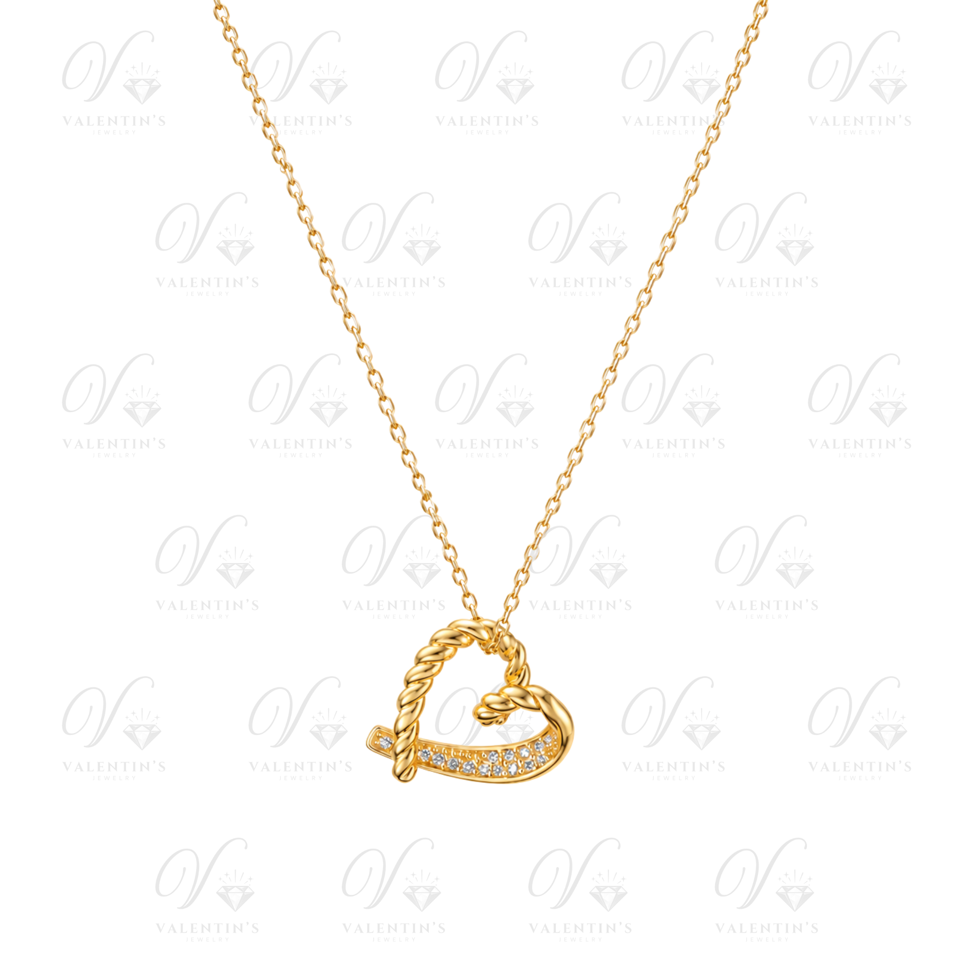 Collier Doré Coeur Ouvert Torsadé