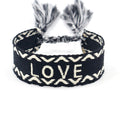 Bracelet tissé brodé Noir "LOVE"