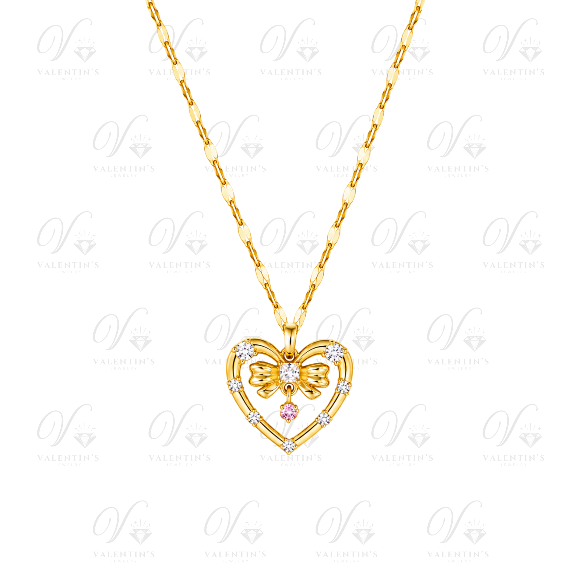Collier Doré Coeur Diamants
