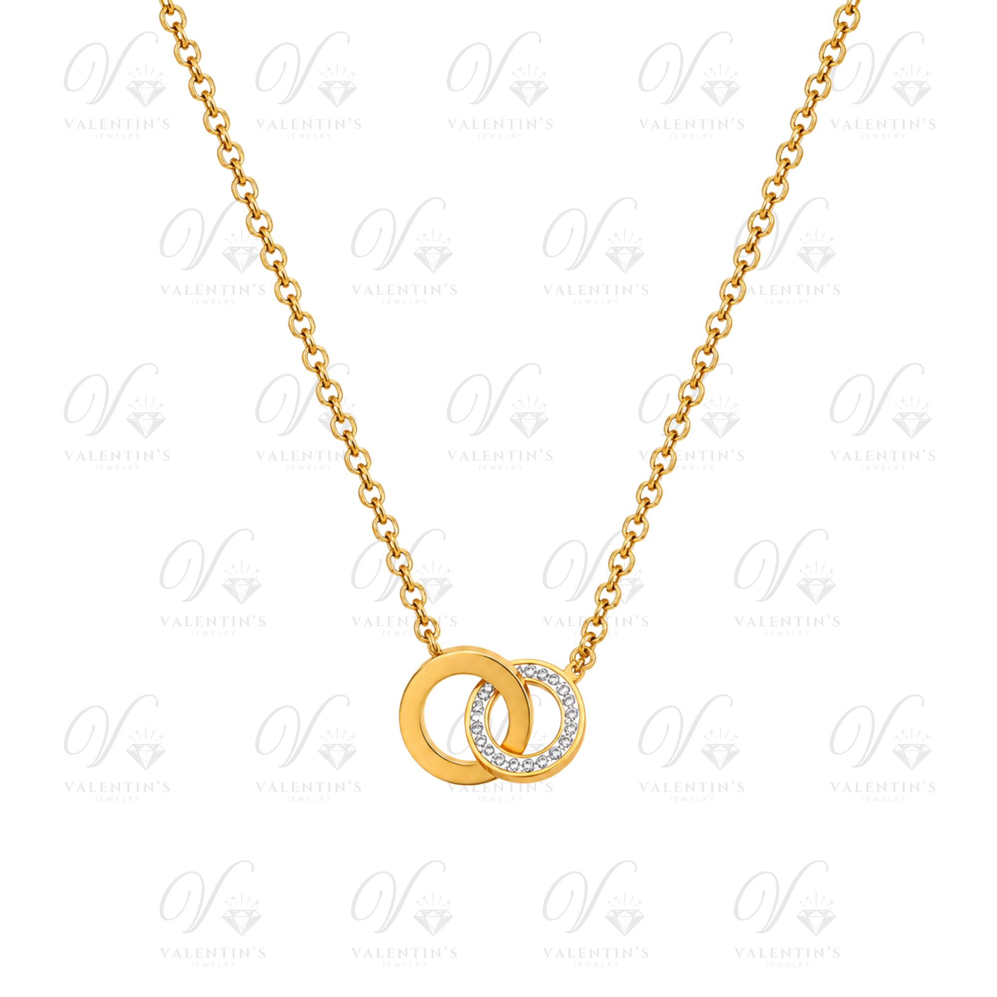 Collier Doré Double Anneau Diamant
