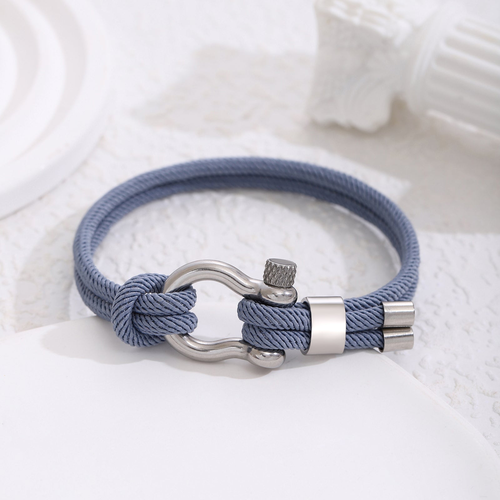 Bracelet en corde tressée bleu gris HOMME