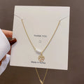 Collier Doré Perles + motif Rose