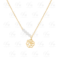 Collier Doré Perles + motif Rose