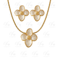 Parure collier + boucles d’oreilles Fleur (BLANC)