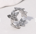 Bague Réglable Argent Fleur