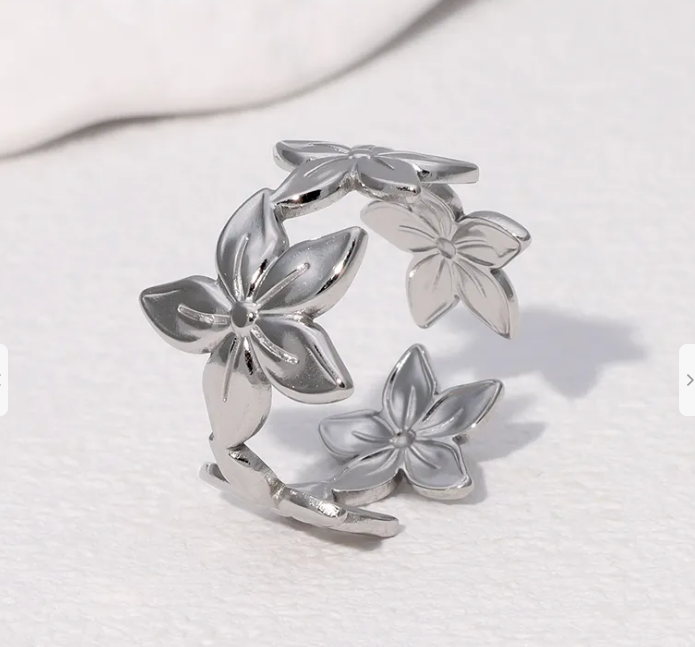 Bague Réglable Argent Fleur