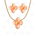 Parure collier + boucles d’oreilles Fleur (CORAIL)