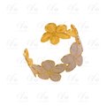 Bracelet Manchette Doré Fleur Blanc