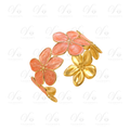 Bracelet Manchette Doré Fleur Rose-Orangé
