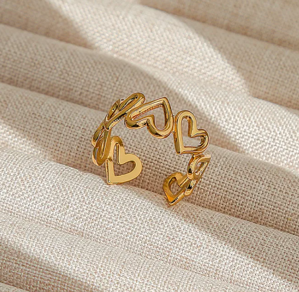 Bague Réglable Doré Coeur