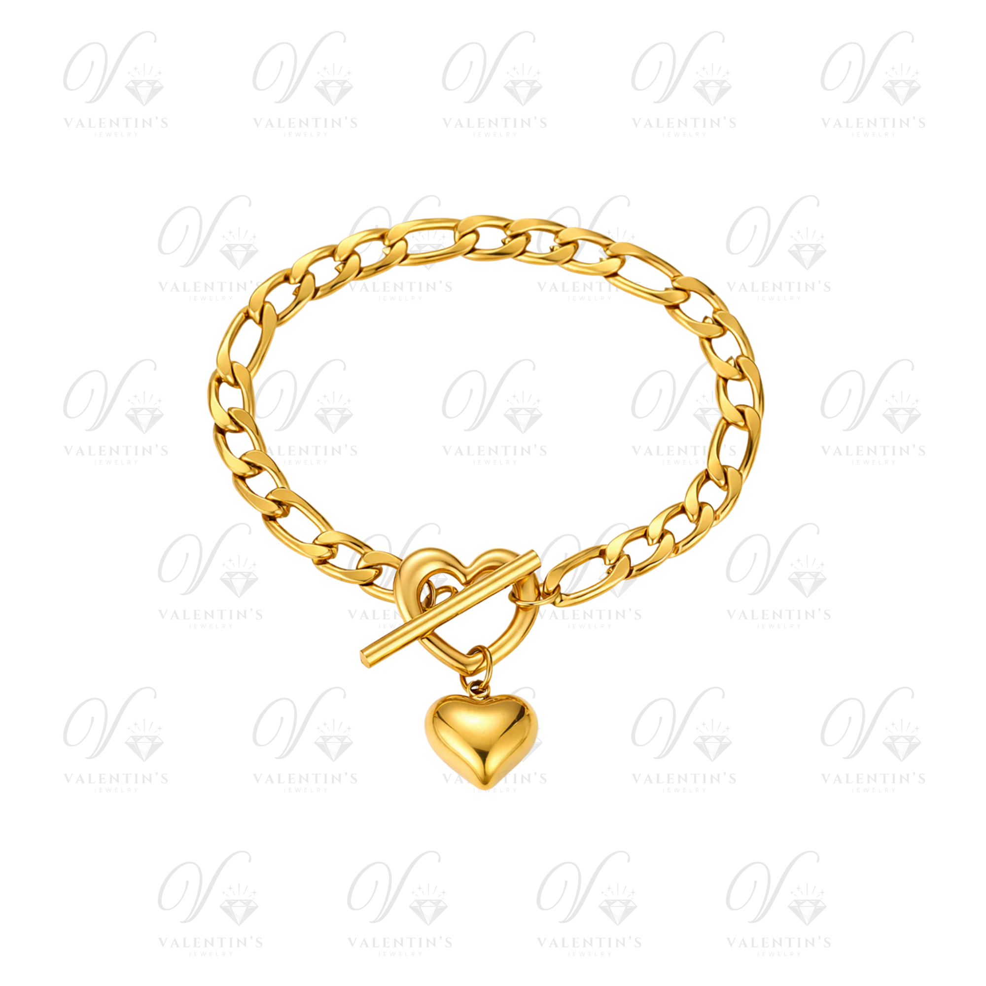 Bracelet Doré Coeur (Fermoir à bascule)