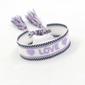 Bracelet tissé brodé Violet "LOVE"