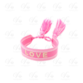Bracelet tissé brodé Rose Fluo "LOVE"