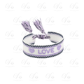 Bracelet tissé brodé Violet "LOVE"