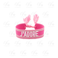 Bracelet tissé brodé Rose Fluo "J'ADORE"