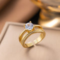Bague Doré Diamant Double Anneau