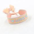 Bracelet tissé brodé Rose "LOVE"