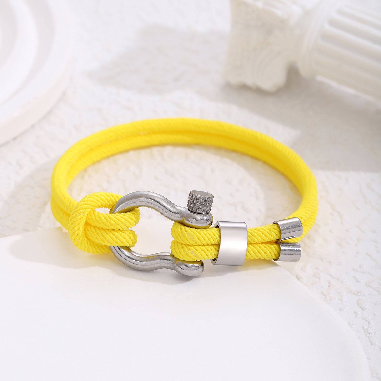 Bracelet en corde tressée jaune HOMME