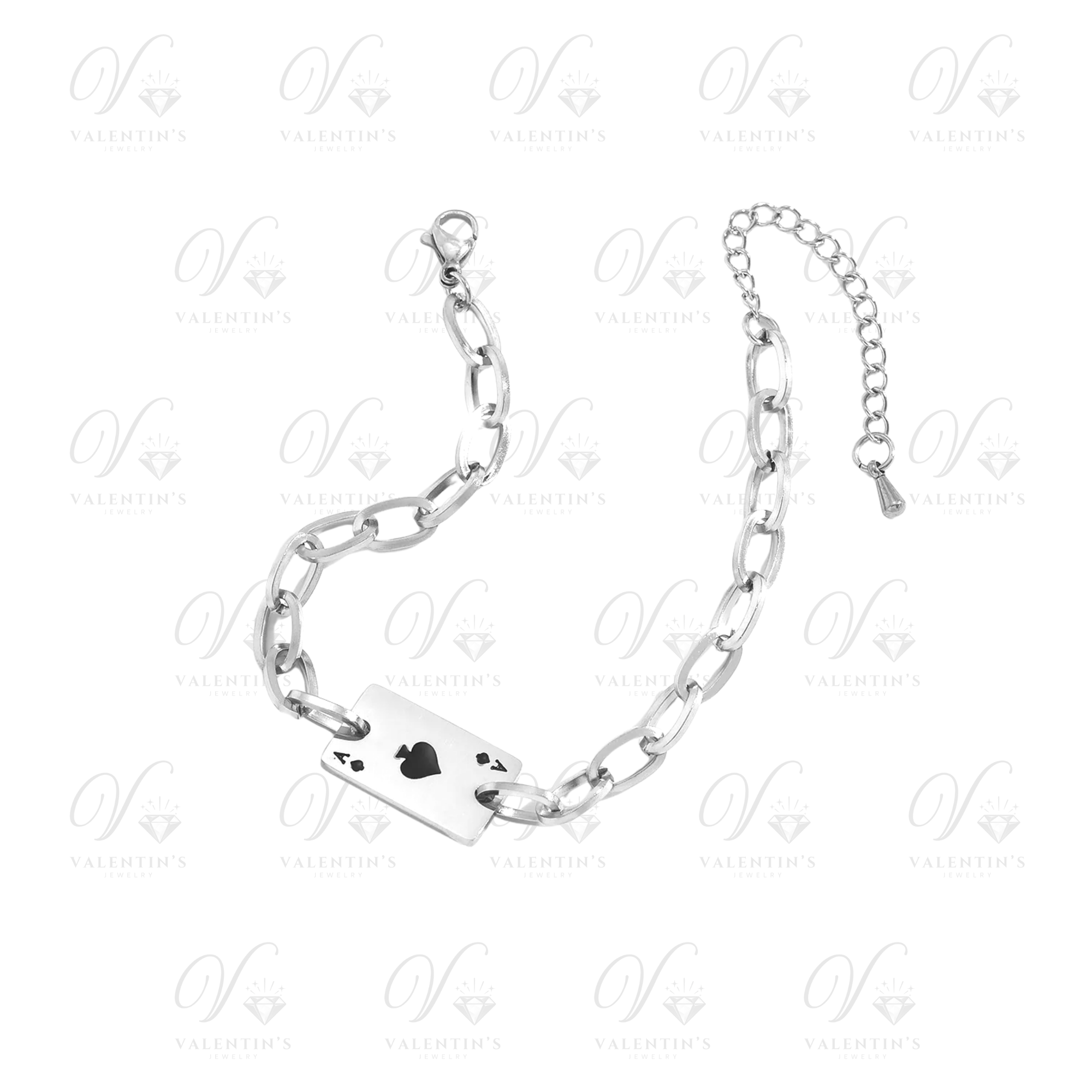 Bracelet Argenté Maillon Carte (UNISEXE)
