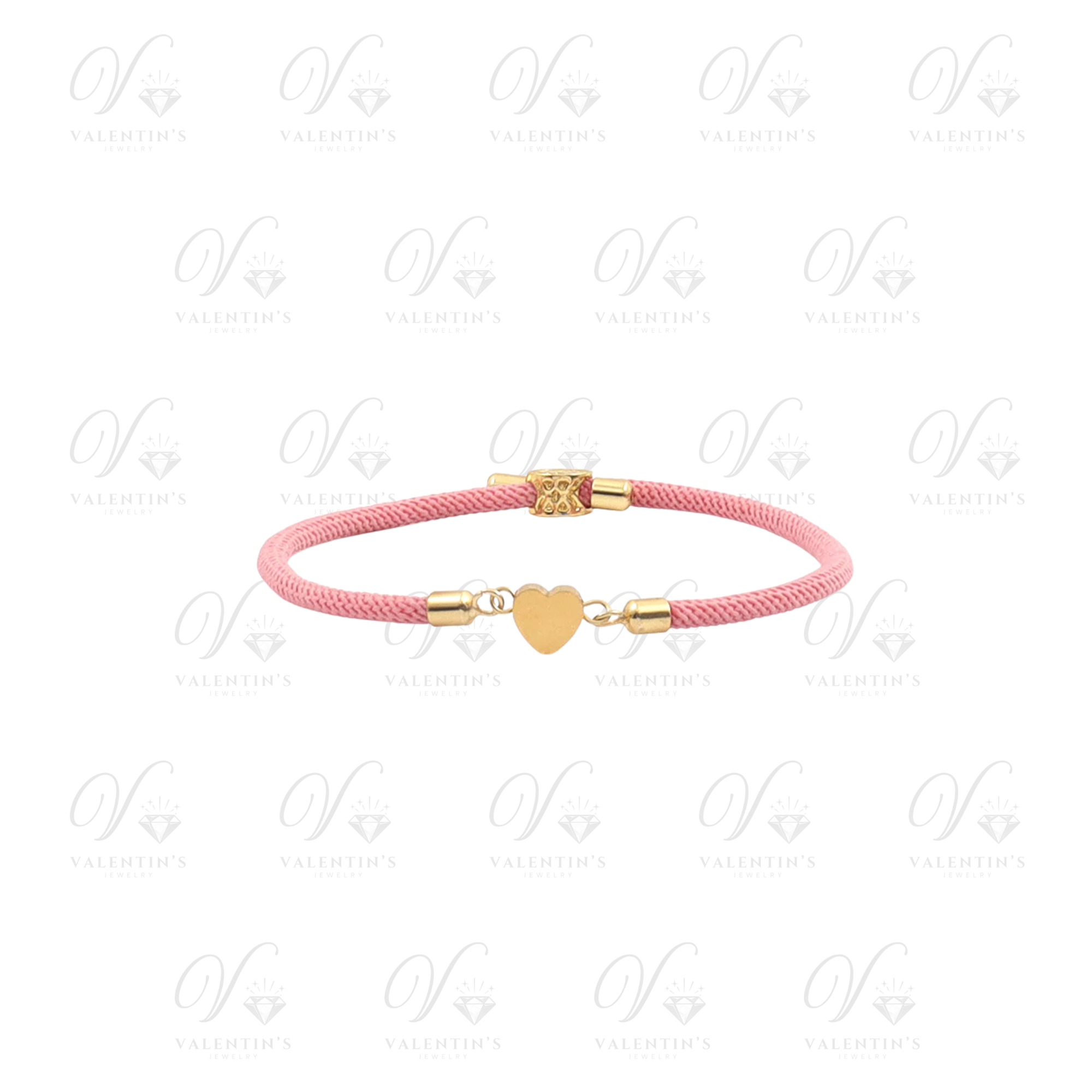 Bracelet Coeur Corde Rose