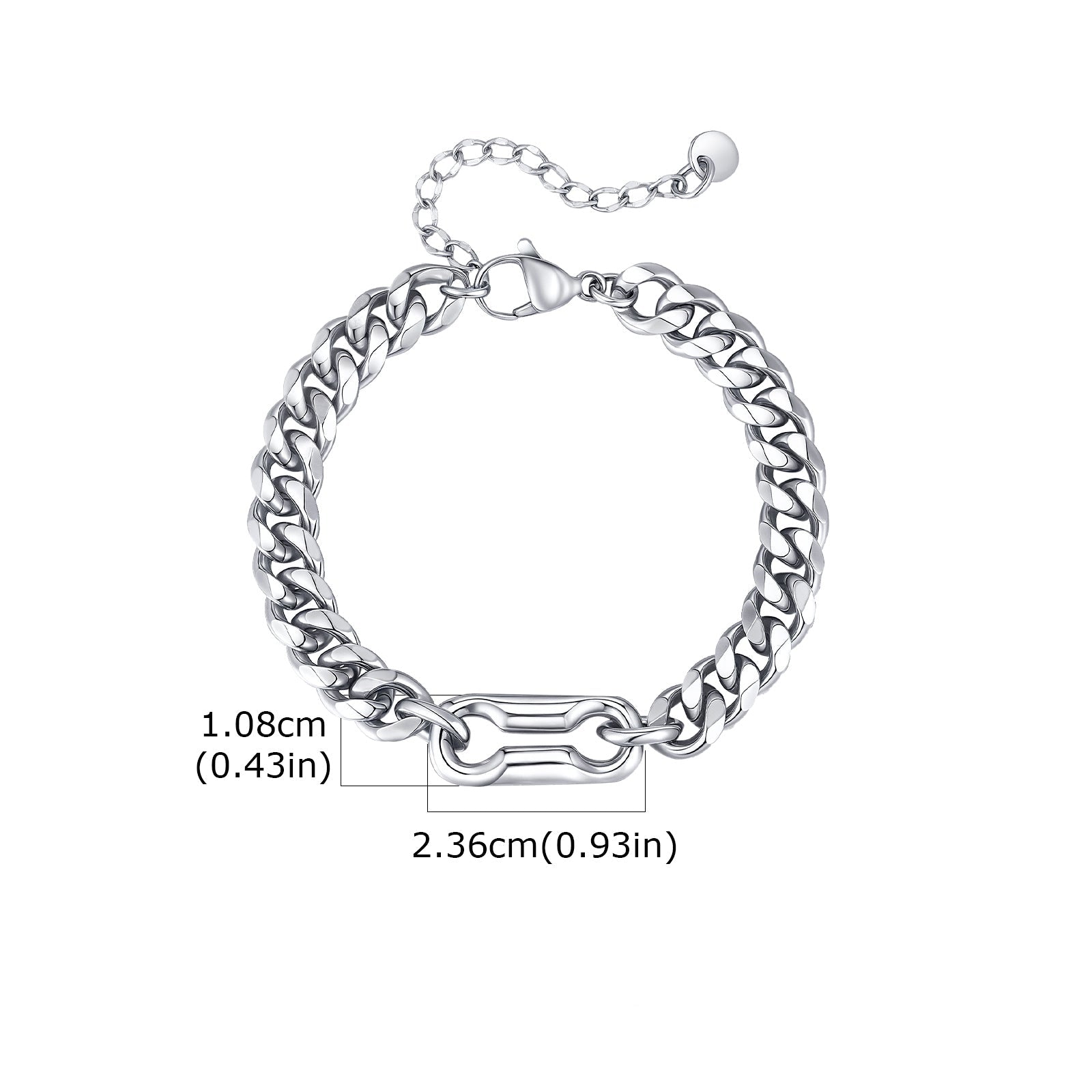 Bracelet Argent épais Maillon central HOMME