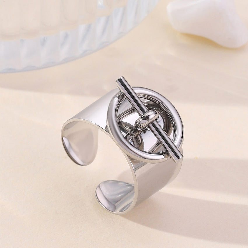 Bague Argent Cercle Barre Tendance