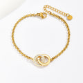 Bracelet Doré Double Anneau Diamant