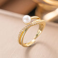 Bague Doré Perle Diamant