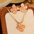 Parure collier + boucles d’oreilles Fleur (ORANGE)