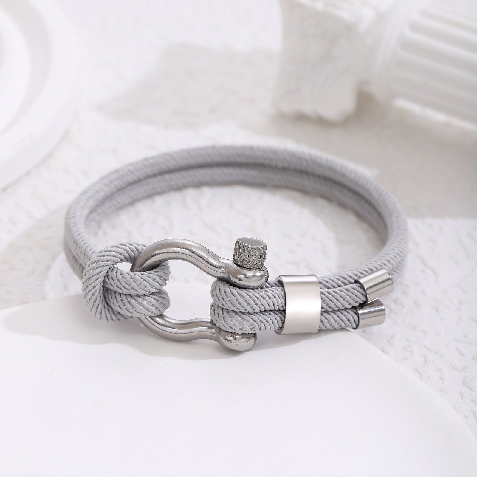 Bracelet en corde tressée gris HOMME