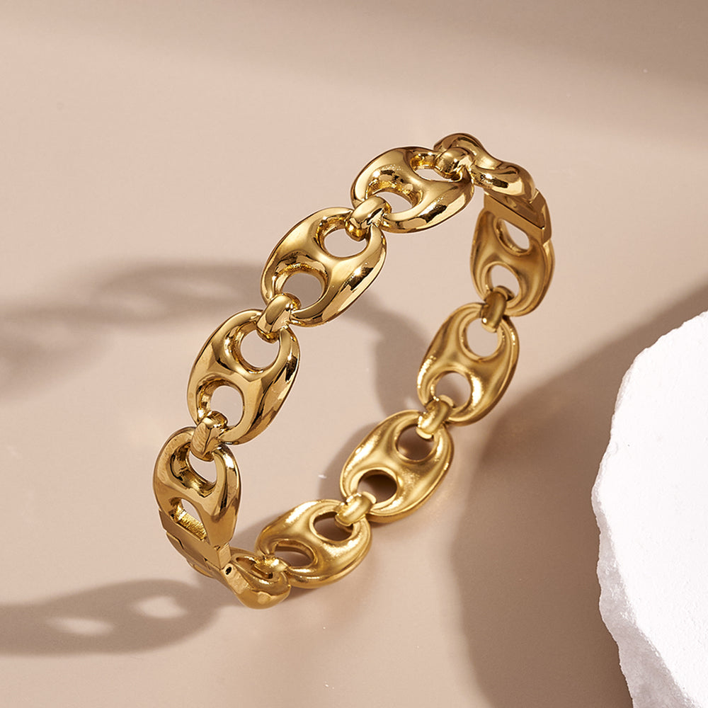 Bracelet Doré maillons larges