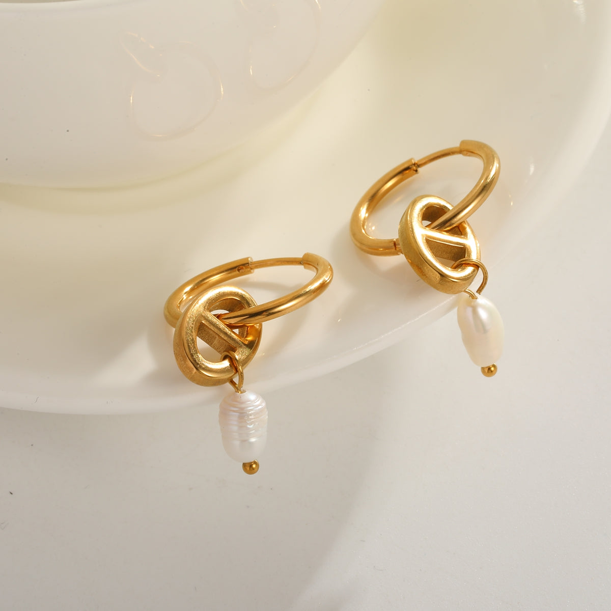 Boucles d'oreilles Doré Logo Tendance Simple